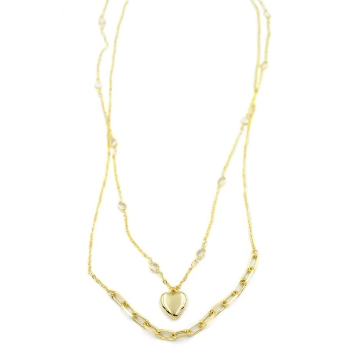 Kalp Kolye - 90cm - Altın