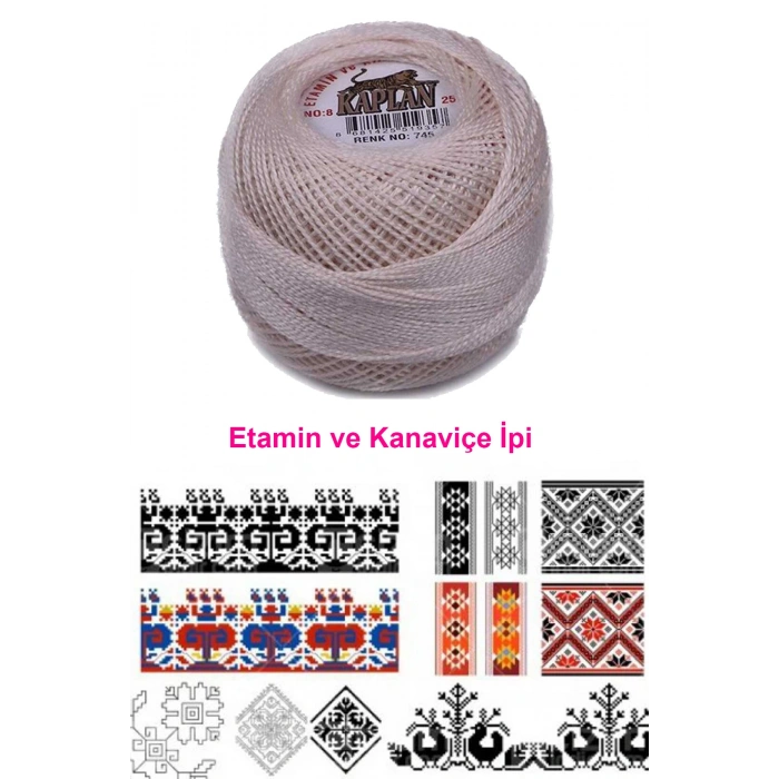 Kaplan Etamin Ve Kanaviçe İpi 8 No Kod/Renk: 745 - Royaleks