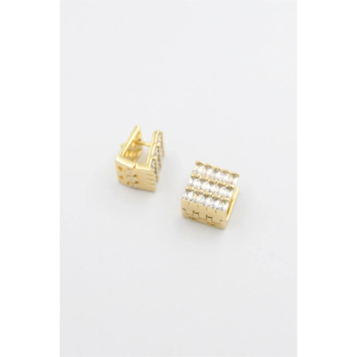 Kare Taşlı Küpe - Altın