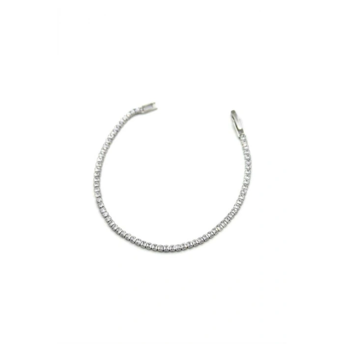 Kare Taşlı Su yolu Bileklik - Gümüş