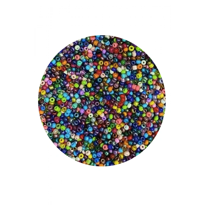 Karışık Renk 4 mm Yaklaşık 1100 adet / 100 gram Cam Boncuk Oya Yazma Bileklik ve Kolye
