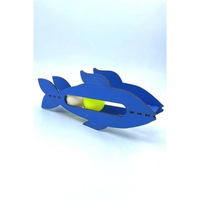 Kediler İçin Ahşap 2 Toplu Eğimli  Sevimli Balık Şeklinde Eğitim Amaçlı Oyuncak