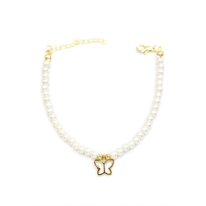 Kelebek İnci Bileklik - Altın