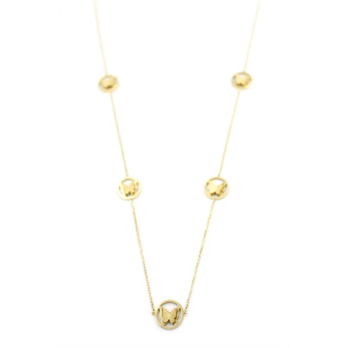 Kelebek Kolye - 90 cm - Altın