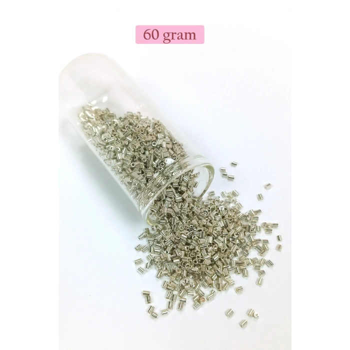 Kesme Cam Boncuk 2mm - 60 Gram - Parlak Gümüş - BNC376