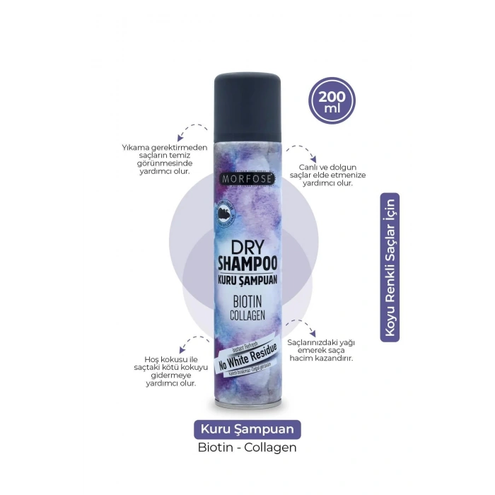 Kuru Şampuan Biotin Collagen 200 ML - Koyu Renkli Saçlar - mrfs