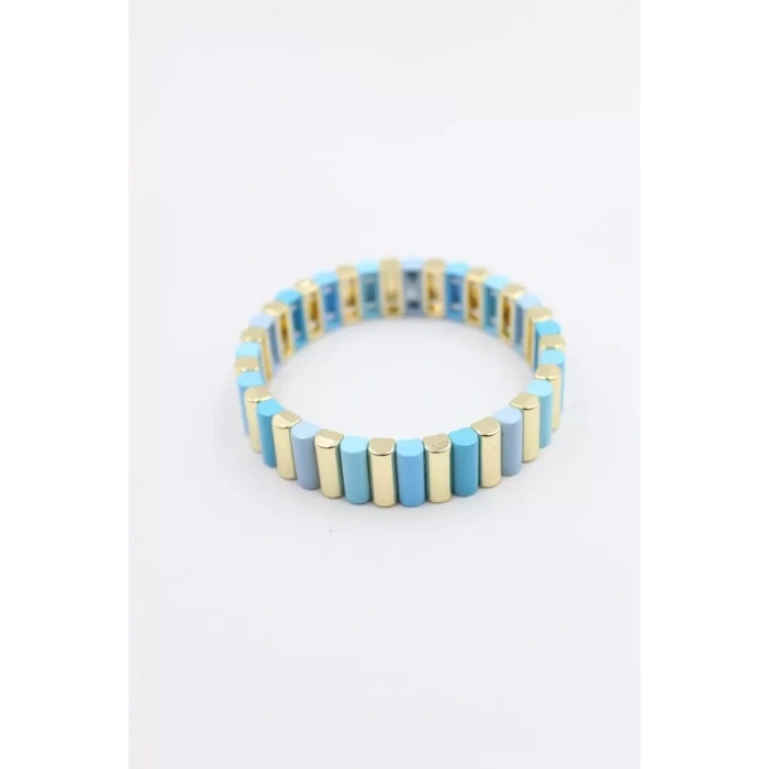 Lastikli Porselen Bilezik - Mavi