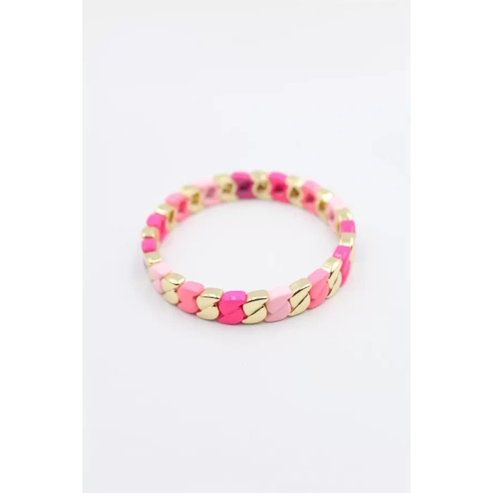 Lastikli Porselen Bilezik - Pembe