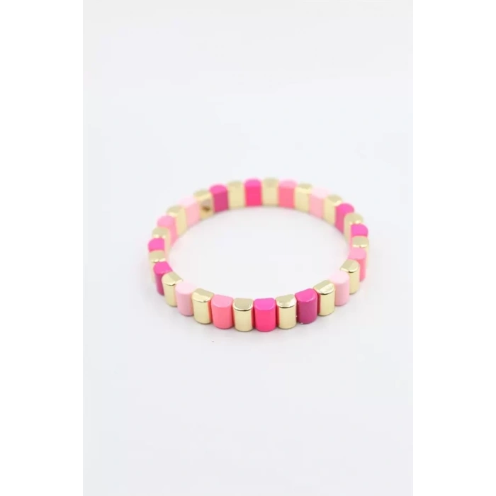 Lastikli Porselen Bilezik - Pembe