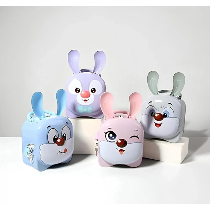 Metal Kilitli Sevimli Tavşan Kumbara Alk3592