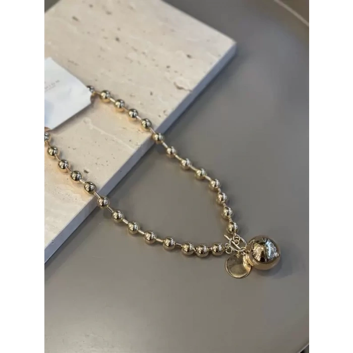Metal Top Kolye - Altın