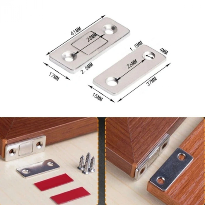 Mey İthalat®  2 Çift Çok Amaçlı Kapı Kapak Dolap Çekmece Mobilya Durdurucu Kapatıcı Mıknatıslar