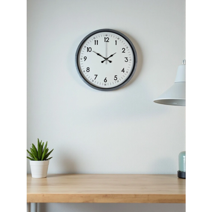 Mey İthalat® 36 Cm Gri Dekoratif Duvar Saati