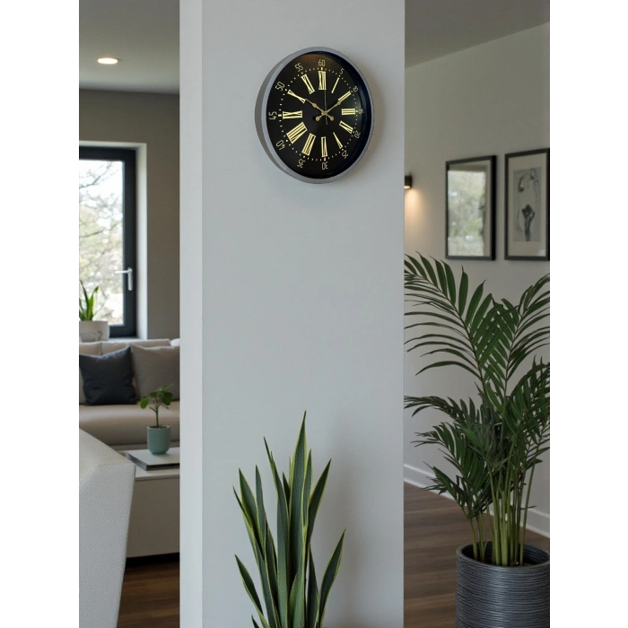 Mey İthalat® 36 Cm Gri Şık Dekoratif Duvar Saati