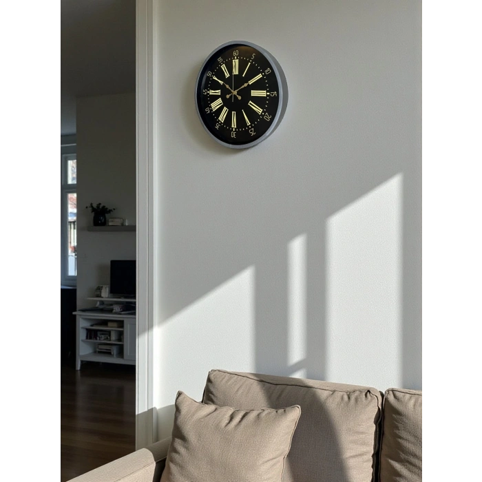 Mey İthalat® 36 Cm Gri Şık Dekoratif Duvar Saati