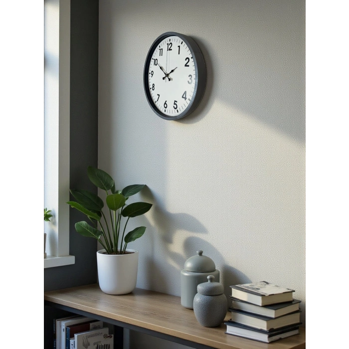 Mey İthalat® 36 Cm Gri Standart Dekoratif Duvar Saati