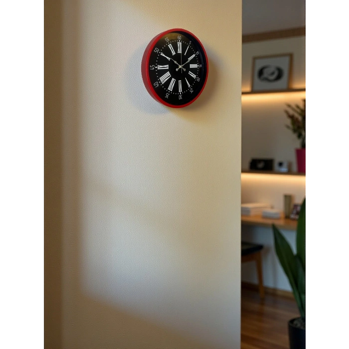 Mey İthalat® 36 Cm Kırmızı Asil Duvar Saati