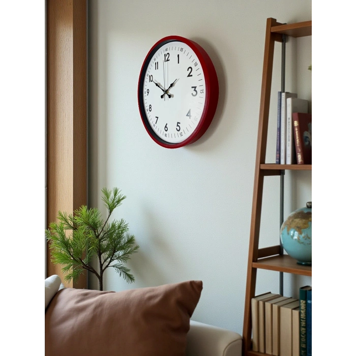 Mey İthalat® 36 Cm Kırmızı Dekoratif Duvar Saati