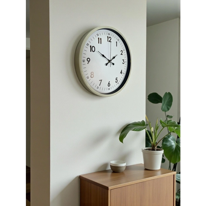 Mey İthalat® 36 Cm Krem Dekoratif Duvar Saati