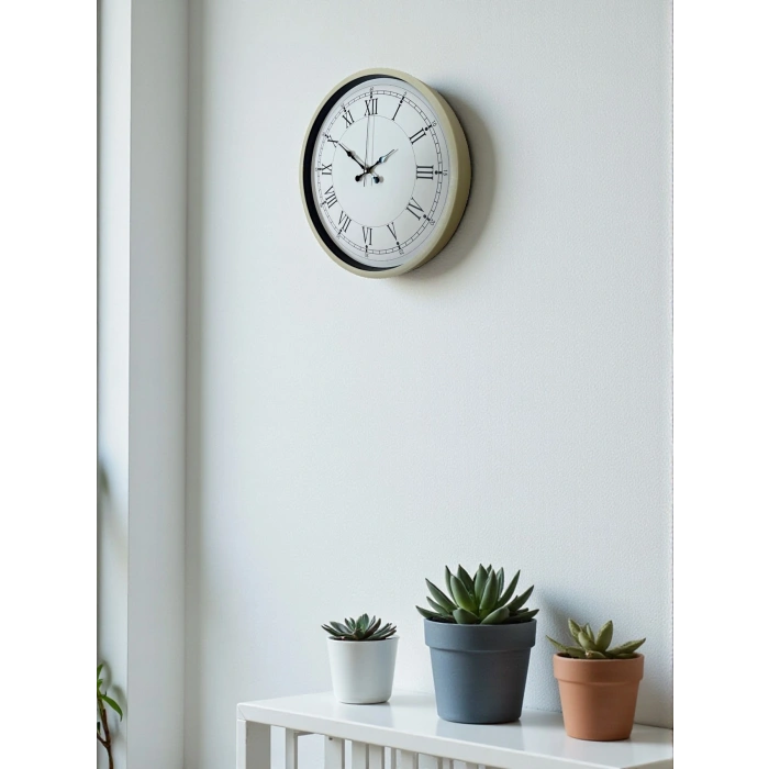 Mey İthalat® 36 Cm Krem Dekoratif Duvar Saati