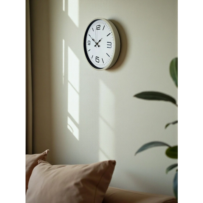 Mey İthalat® 36 Cm Krem Modern Dekoratif Duvar Saati