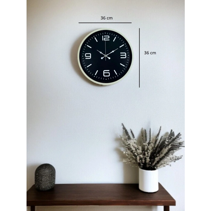 Mey İthalat® 36 Cm Krem Şık Dekoratif Duvar Saati