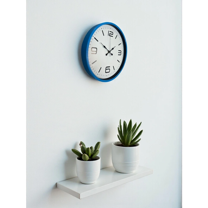 Mey İthalat® 36 Cm Mavi Dekoratif Duvar Saati