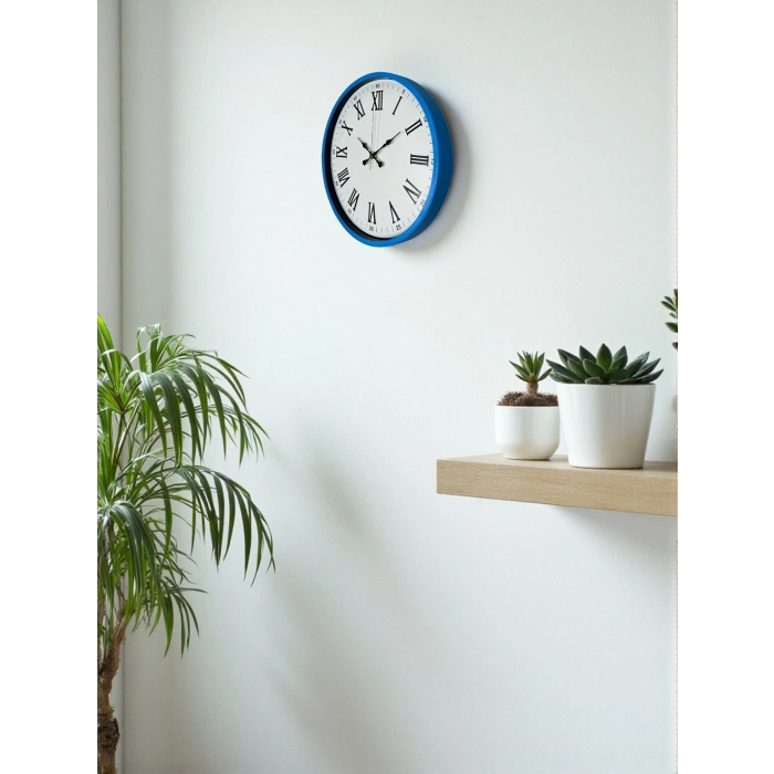 Mey İthalat® 36 Cm Mavi Roma Rakamlı Duvar Saati