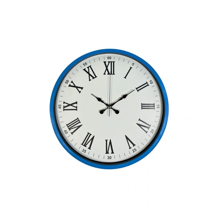 Mey İthalat® 36 Cm Mavi Roma Rakamlı Duvar Saati