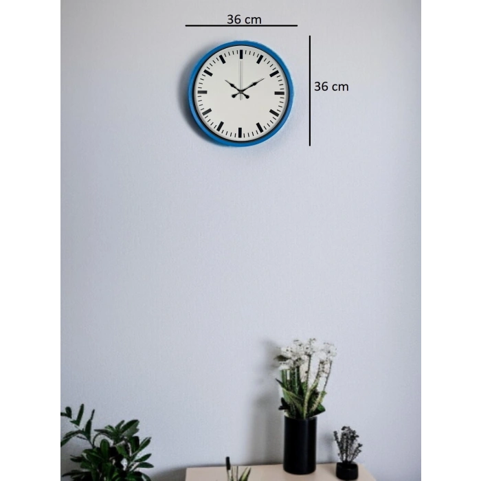 Mey İthalat® 36 Cm Mavi Zarif Duvar Saati
