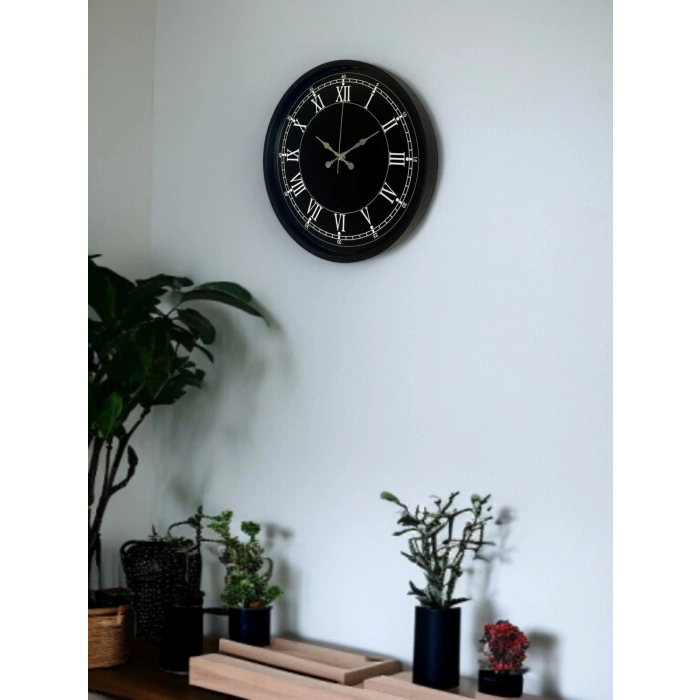 Mey İthalat® 36 Cm Modern Siyah Duvar Saati