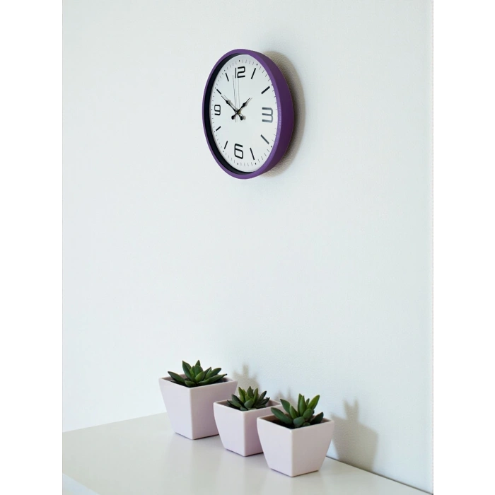 Mey İthalat® 36 Cm Mor Dekoratif Duvar Saati
