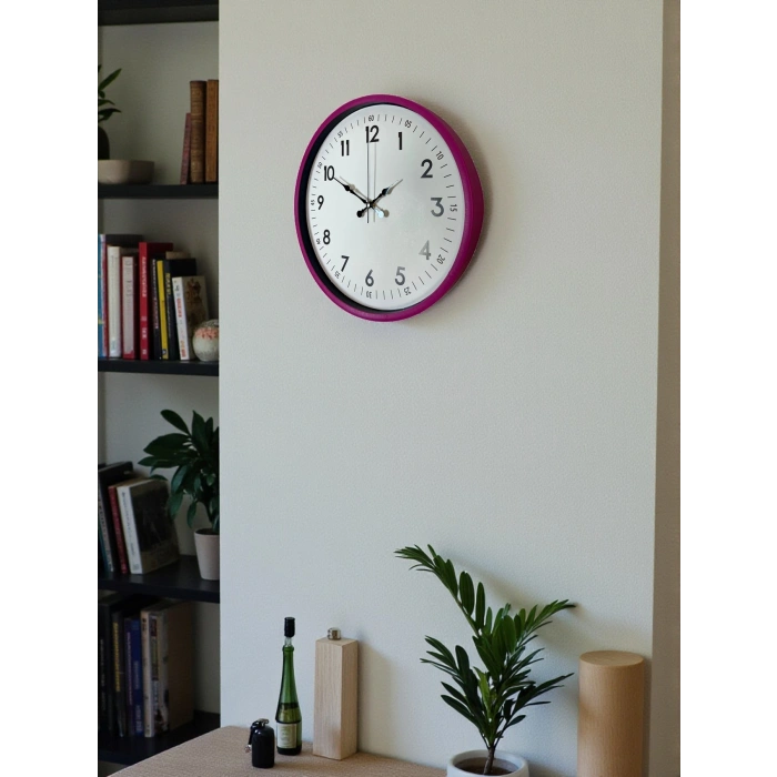 Mey İthalat® 36 Cm Pembe Dekoratif Duvar Saati
