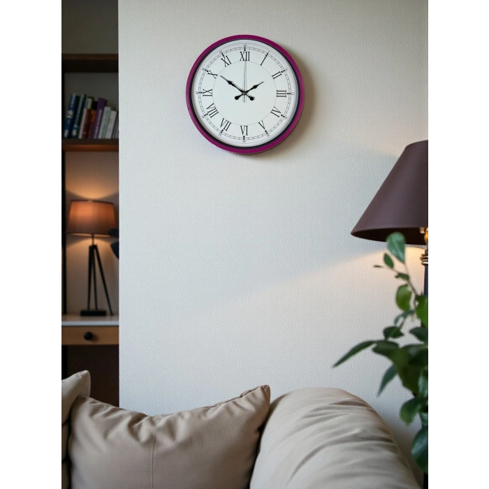 Mey İthalat® 36 Cm Pembe Roma Rakamlı Duvar Saati