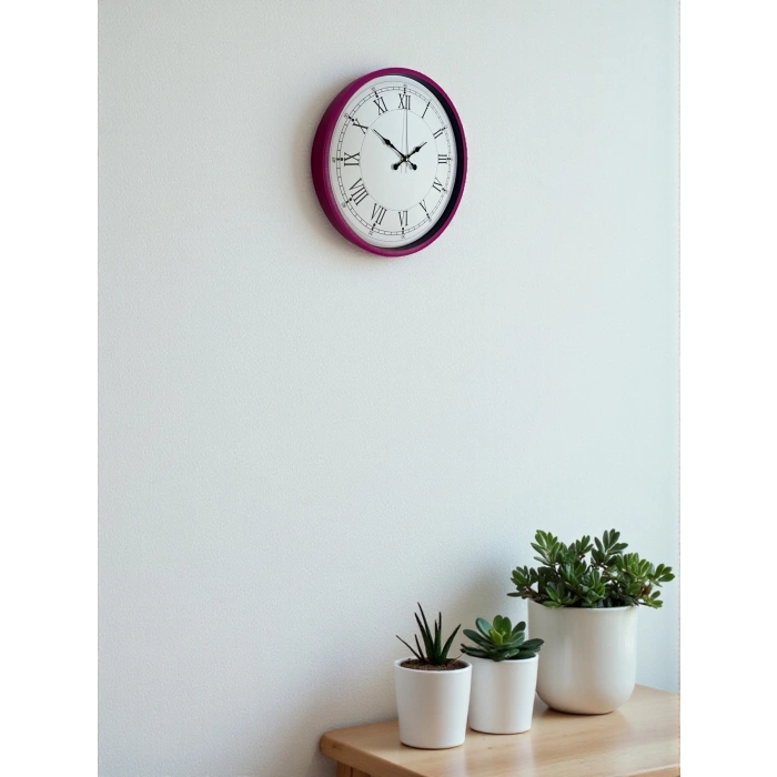 Mey İthalat® 36 Cm Pembe Roma Rakamlı Duvar Saati