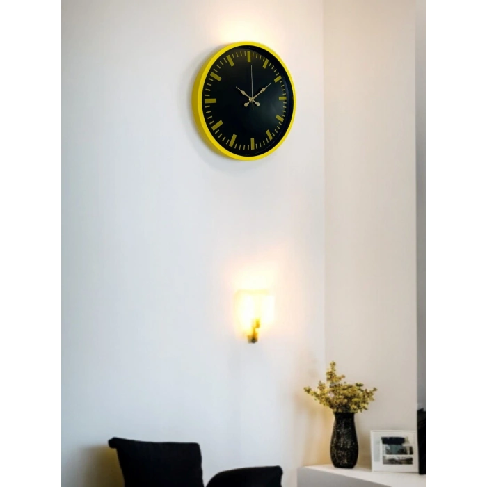 Mey İthalat® 36 Cm Sarı Dekoratif Duvar Saati