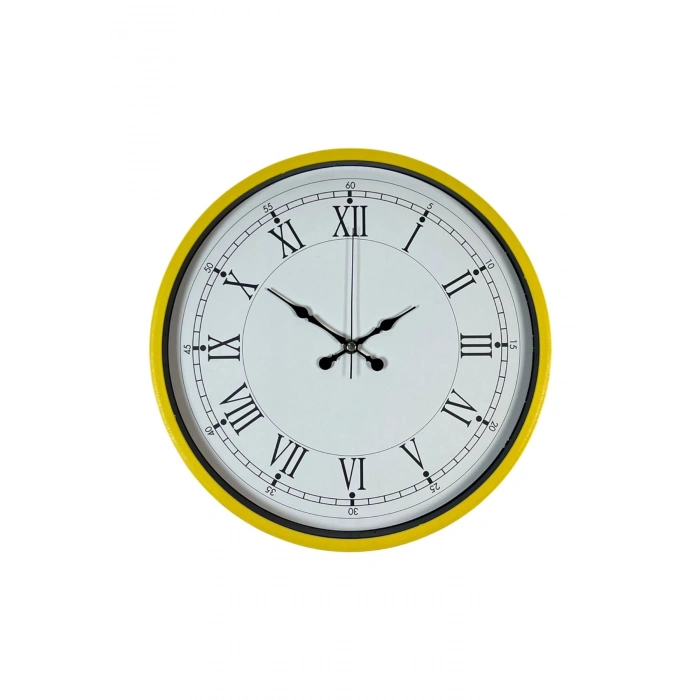 Mey İthalat® 36 Cm Sarı Dekoratif Duvar Saati