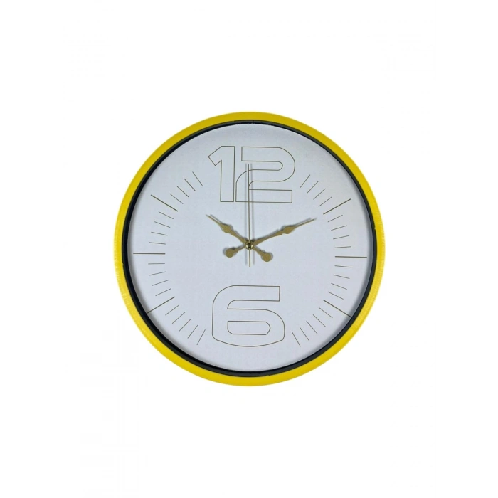 Mey İthalat® 36 Cm Sarı Dekoratif Duvar Saati