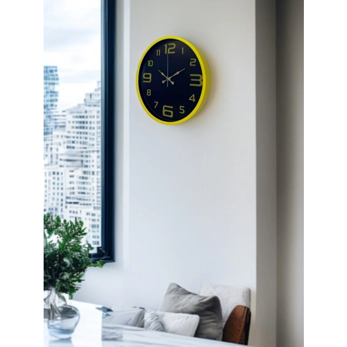 Mey İthalat® 36 Cm Sarı Gold Rakamlı Duvar Saati