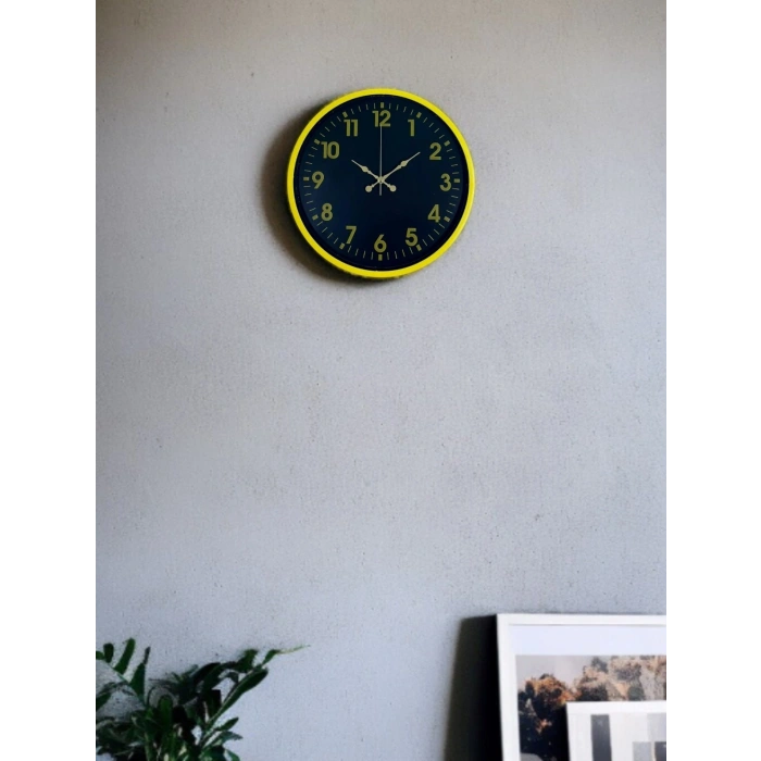 Mey İthalat® 36 Cm Sarı Standart Duvar Saati