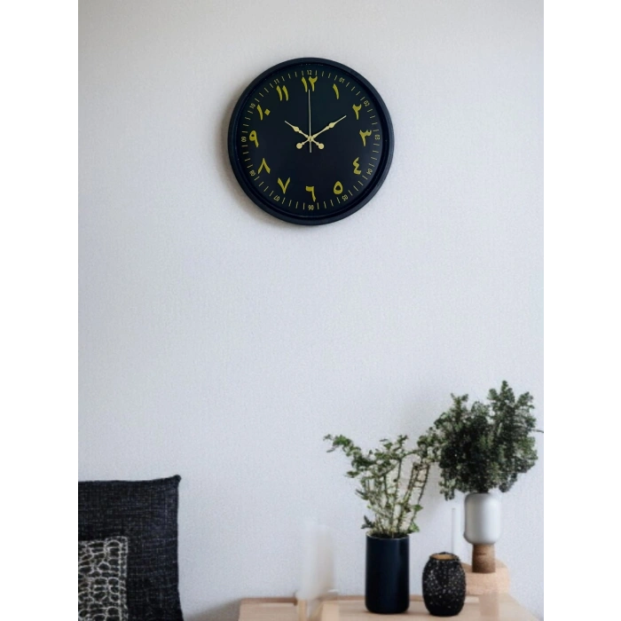 Mey İthalat® 36 Cm Siyah Arapça Rakamlı Duvar Saati