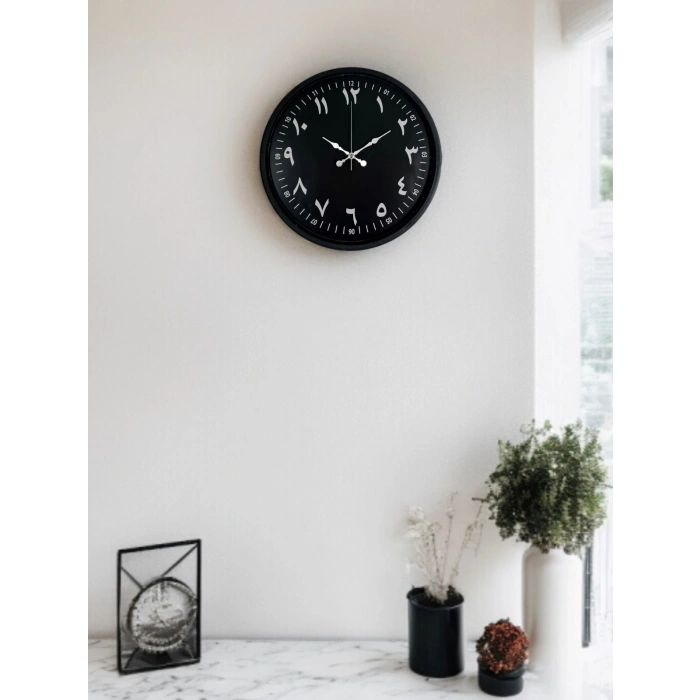 Mey İthalat® 36 Cm Siyah Arapça Rakamlı Duvar Saati