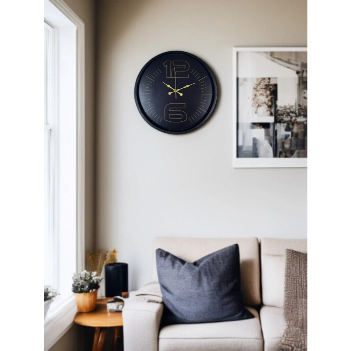 Mey İthalat® 36 Cm Siyah Dekoratif Duvar Saati