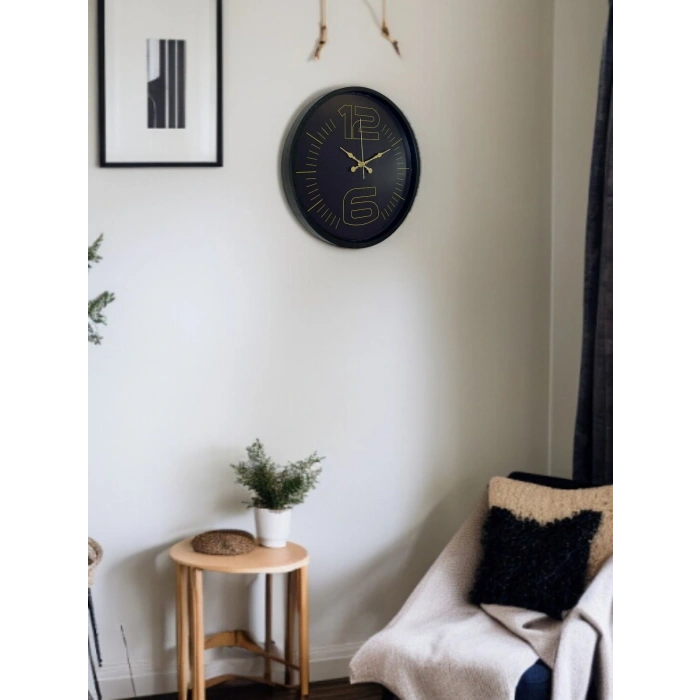 Mey İthalat® 36 Cm Siyah Dekoratif Duvar Saati