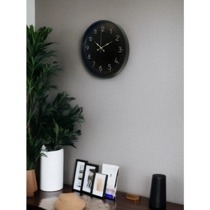Mey İthalat® 36 Cm Siyah Dekoratif Duvar Saati
