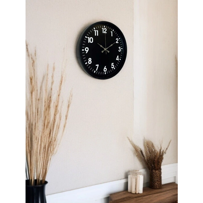 Mey İthalat® 36 Cm Siyah Modern Duvar Saati