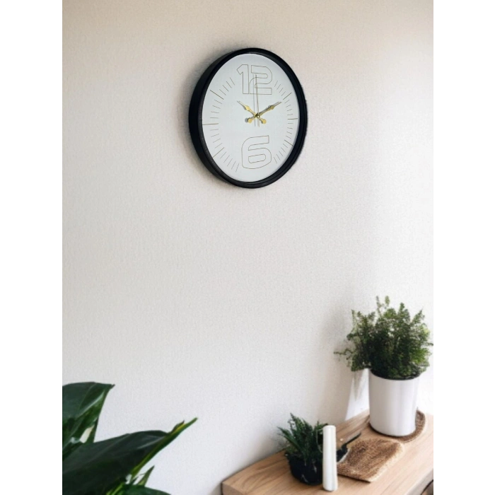 Mey İthalat® 36 Cm Siyah Sade Zarif Duvar Saati