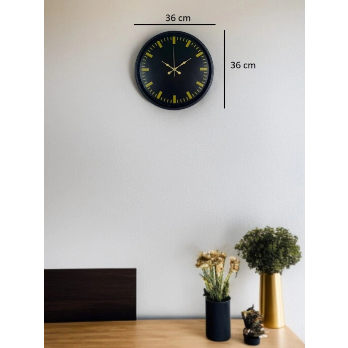 Mey İthalat® 36 Cm Siyah Şık Duvar Saati