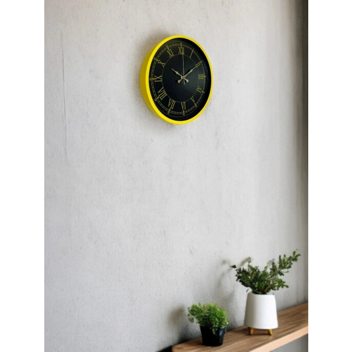 Mey İthalat® 36 Cm Standart Sarı Duvar Saati