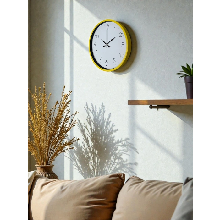 Mey İthalat® 36 Cm Standart Sarı Duvar Saati